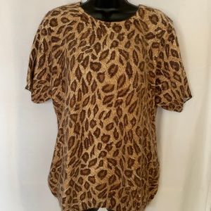 Leopard Short Sleeves Sweater, New